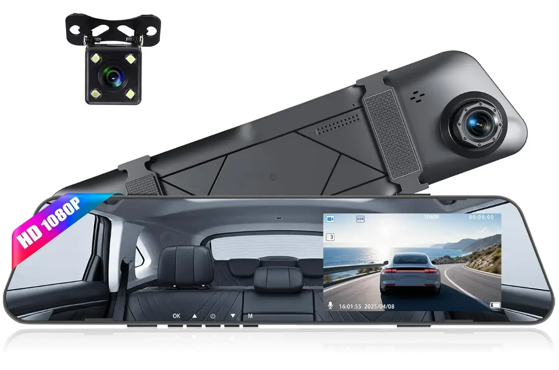 Mirror Dash Cam for Cars,4.5 Inch Rear View Mirror 1080P Front and Rear View Dual Cameras,Super Night Vision,Parking Assistance,24H Parking Monitor,Waterproof Backup Camera