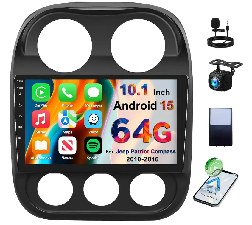 [4Core+64GB] Android 15 Car Stereo Radio for Jeep Patriot Compass 2010-2016