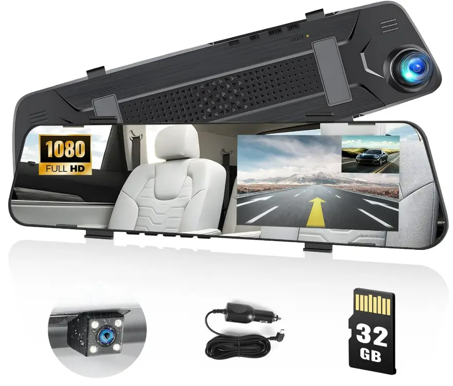 Mirror Dash Cam for Cars,4.5" Rear View Mirror 1080P Front and Rear View Dual Cameras,Super Night Vision,Parking Assistance,G-Sensor,24H Parking Monitor, Waterproof Backup Camera Free 32GB Card